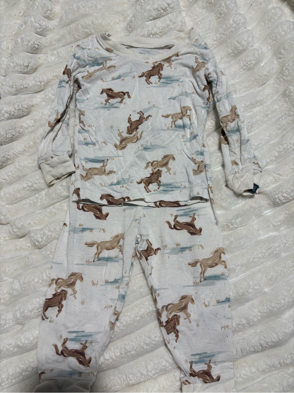 Kids White Horse Print Pajama Set